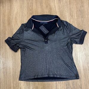 New Tommy Hilfiger Dark Navy Metallic Polo with Trim size L